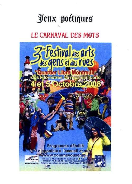 Jeux poètiques - Le carnaval des mots